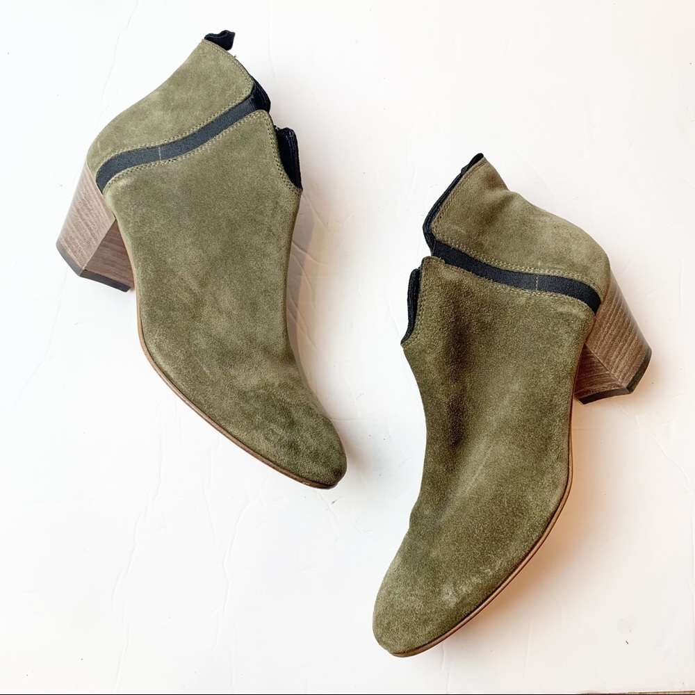 Aquatalia | size 7, fits like 6.5 Famous Army Green Suede Ankle Boots - Picture 2 of 10